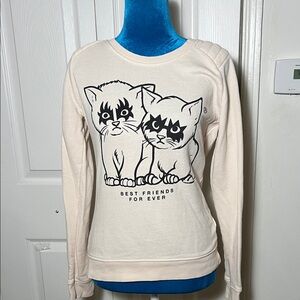 Zoe Karssen Best Friends Forever Cream Cat Graphic Sweatshirt Women’s Small